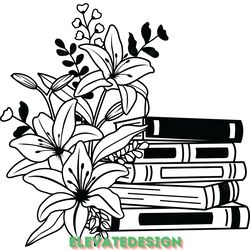 floral book svg, book with flowers svg. digital download files