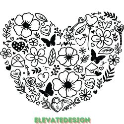 flower heart svg flower svg heart svg digital download files
