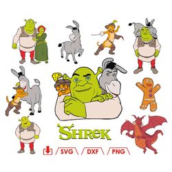 shrek svg, donkey from shrek svg, shrek and fiona svg png