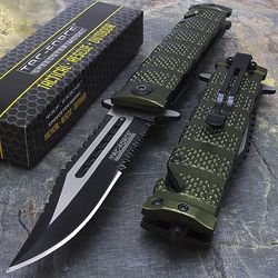Stainless Steel 8.5" Tac Force Military Green Spring Assisted Opening Folding Pocket Knife