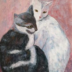 Two Cats Black and White Yin And Yang Art - digital file for you to download