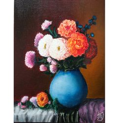 Oil painting for interior home decoration flowers still life