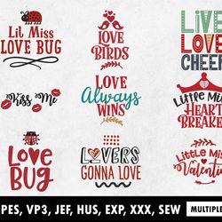love birds quotes happy valentine's day embroidery files pes dst machine files custom embroidery digitizing file, love