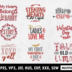 the ladies love me quotes, happy valentine's day embroidery files, pes dst machine files, custom embroidery digitizing