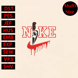 scream ghost face halloween embroidery design, spooky halloween swoosh embroidery, dripping logo embroidery