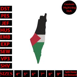 free palestine embroidery design -map stitching for justice and solidarity hs3778