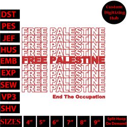 free palestine embroidery design - stitching for justice and solidarity hs3781