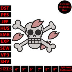 straw hat pirates skulls embroidery design, straw hat skull embroidery, embroidery file, digital download, hs3811