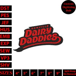 danville dairy daddies embroidery design, danville dairy daddies embroidery, embroidery file, digital download, hs3804