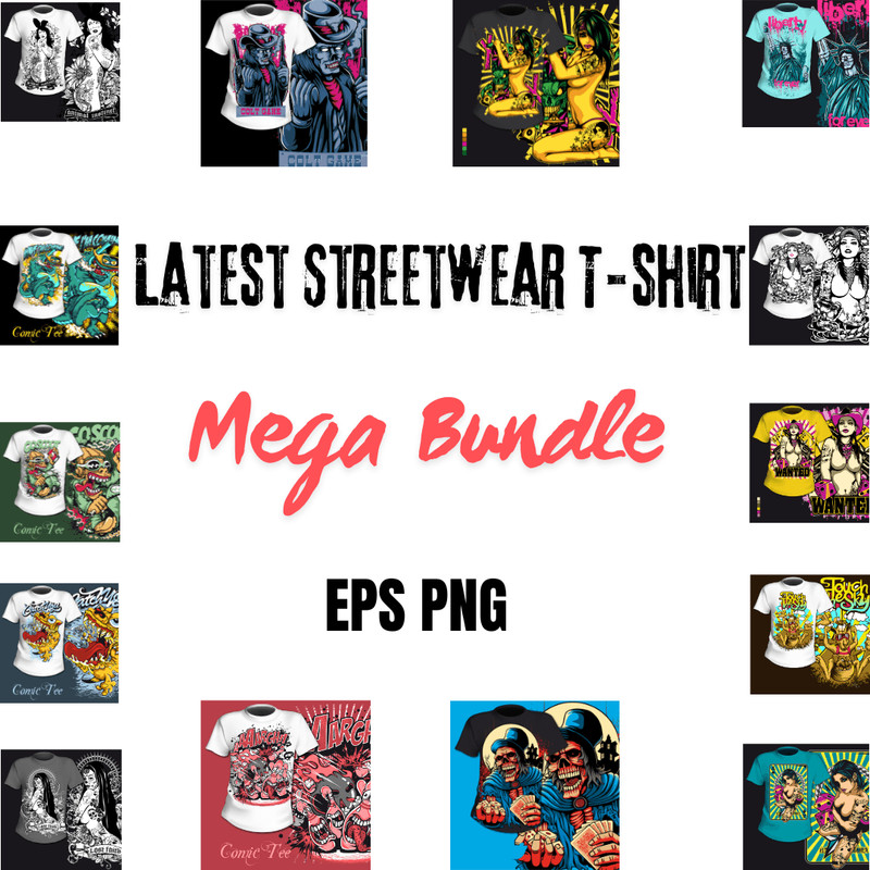 Latest Streetwear TShirt Design Bundle Urban PNG EPS Graphics Hypebeast Tees Commercial Use 0