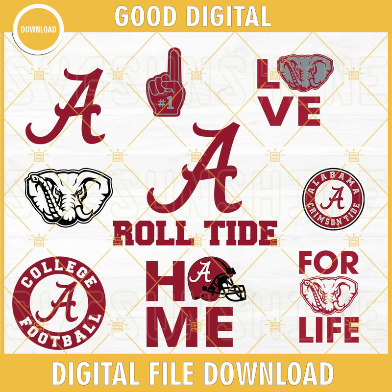 Alabama Crimson Tide Bundle SVG, Alabama Crimson Tide Football SVG PNG DXF EPS Cut Files.jpg