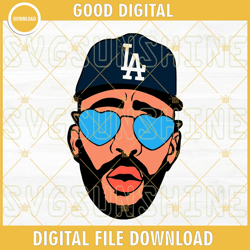 bad bunny face la dodgers svg, bad bunny baseball svg dxf eps png filespng