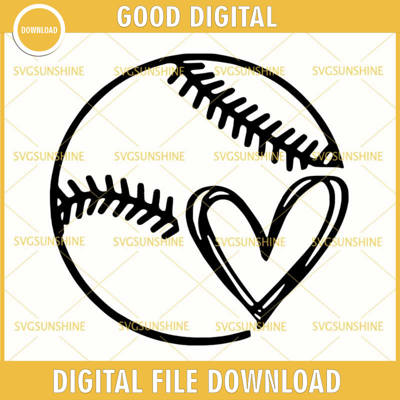 Baseball Heart SVG, Love Baseball SVG, Baseball SVG, Softball SVG.jpg