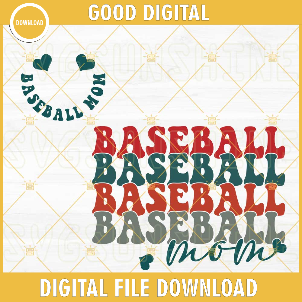 Baseball Mom Retro SVG, Smiley Face SVG, Sports Mom SVG, Baseball Mama For Shirt SVG, Mothers Day SVG PNG DXF EPS.jpg
