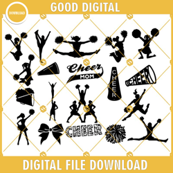 cheer svg bundle, cheer svg, cheerleading svg, cheerleader svg, cheer clipart, silhouette and cricut