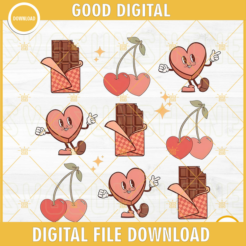 Chocolate Valentine's Day PNG, Candy Hearts PNG, Retro Valentine PNG.jpg