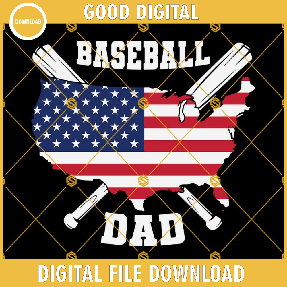 Father's Day SVG PNG DXF EPS Files For Silhouette, Baseball Svg, Dad Svg, American Flag Svg.jpg