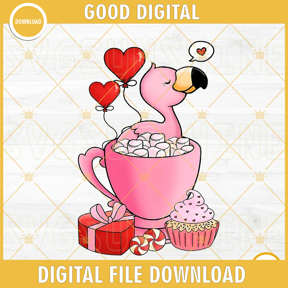 Flamingo In A Cup Valentines Day PNG, Cute Flamingo Valentines PNG, Flamingo Lover PNG, Cute Valentine's PNG.jpg