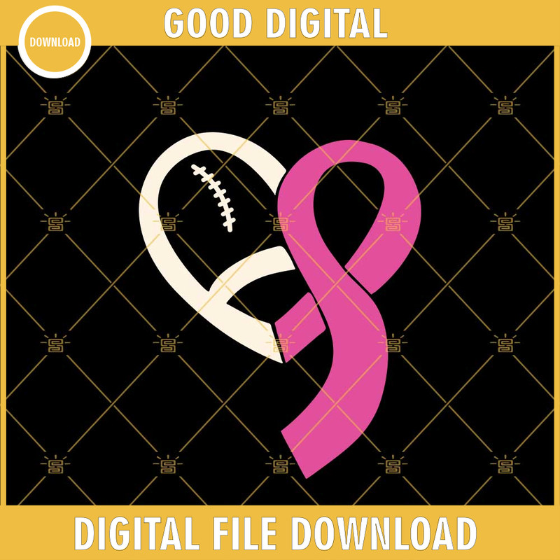 Football Breast Cancer Awareness SVG, Tackle Breast Cancer SVG, Pink Ribbon SVG PNG DXF EPS Digital Download.png