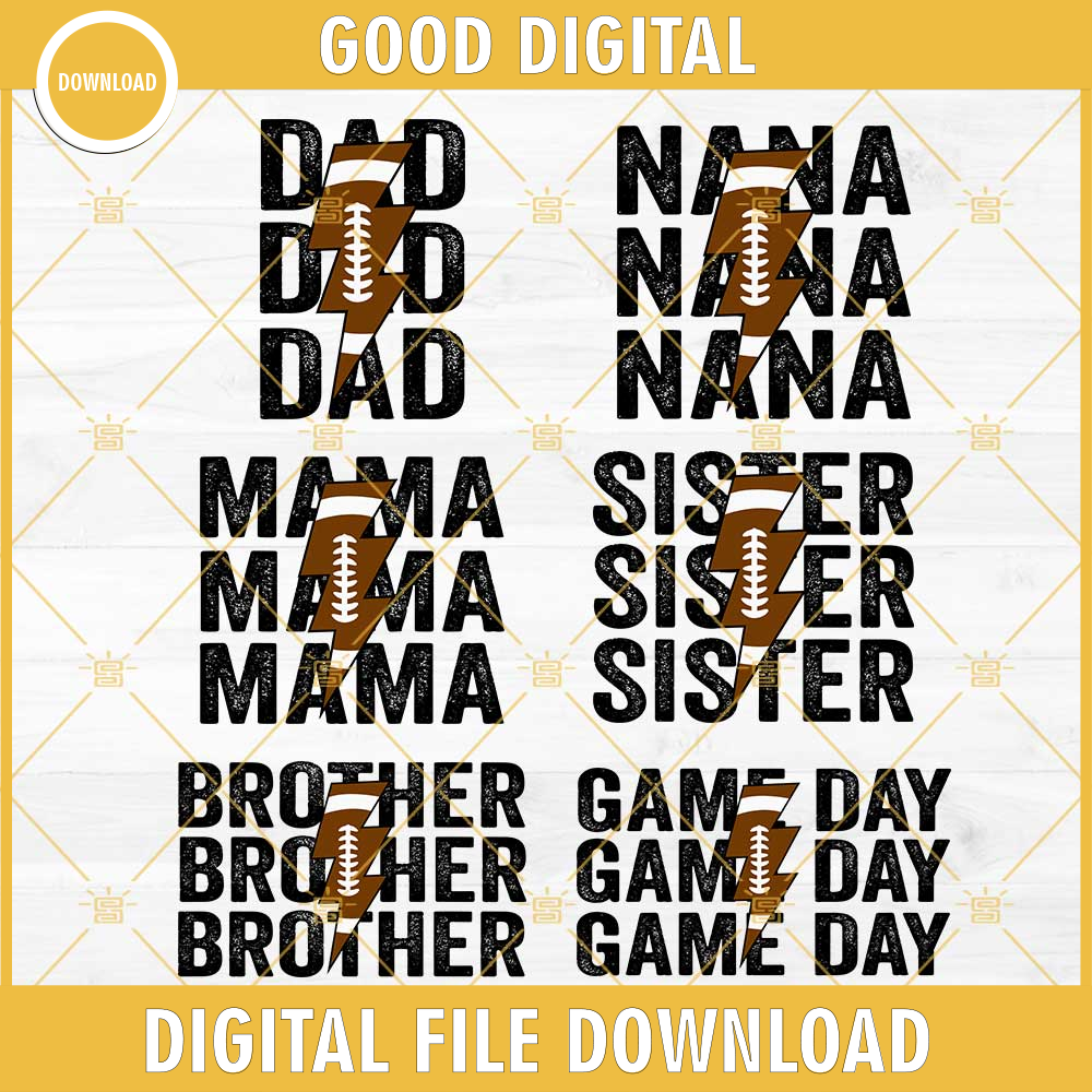 Football Family SVG Bundle, Football Sister SVG, Gameday Football SVG, Football Lightning Bolt SVG.jpg