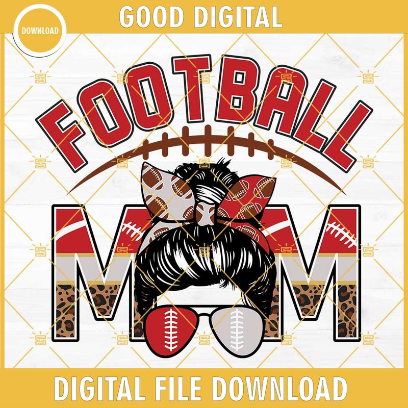 Football Mom Red And White Silver SVG, Football Leopard Mom SVG, Football Mom Messy Bun SVG.jpg