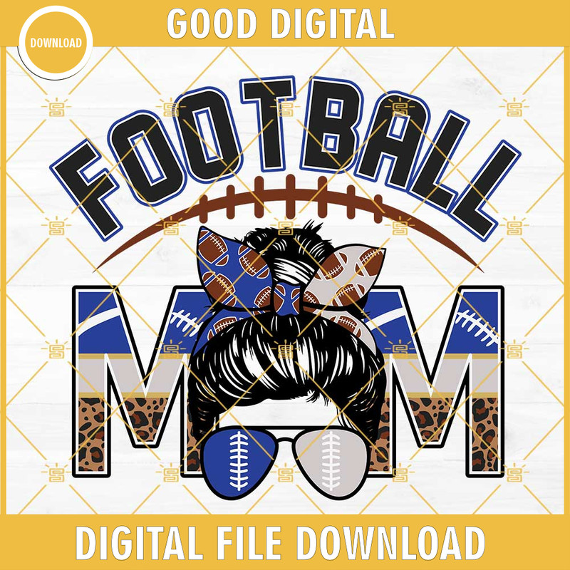 Football Mom Royal Blue And Silver SVG PNG DXF EPS Cut Files For Cricut Silhouette.jpg