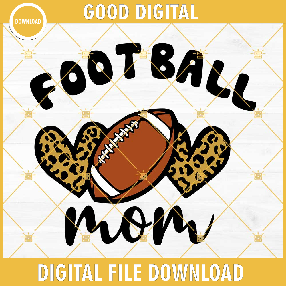 Football Mom SVG, Football With Leopard Heart SVG, Football Mama SVG, Football SVG.jpg