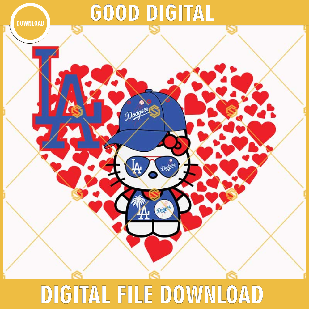 Hello Kitty Dodgers Svg, La Dodgers Baseball Svg, Dodgers Svg, I Love LA Dodgers Kitty Svg Png Dxf Eps.jpg