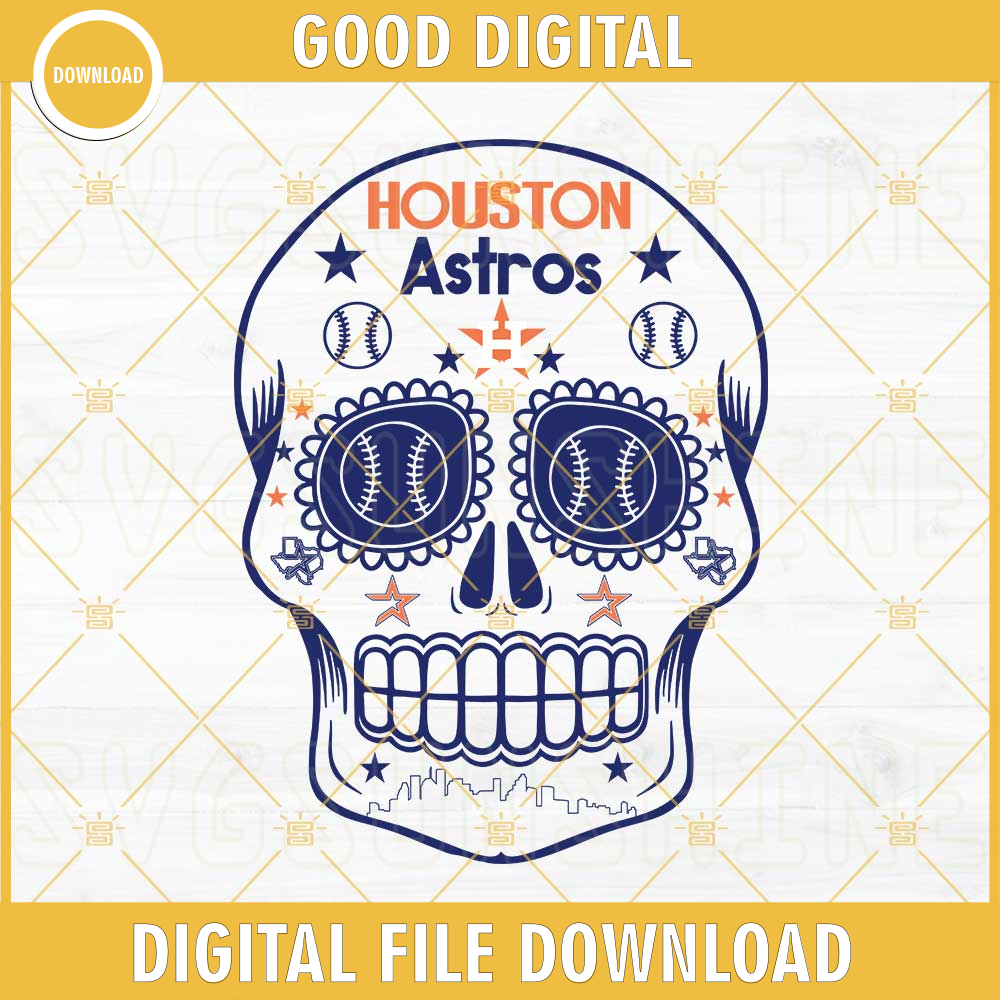 Houston Astros Skull SVG, Day Of The Dead Houston SVG, Astros Baseball Skull SVG.jpg