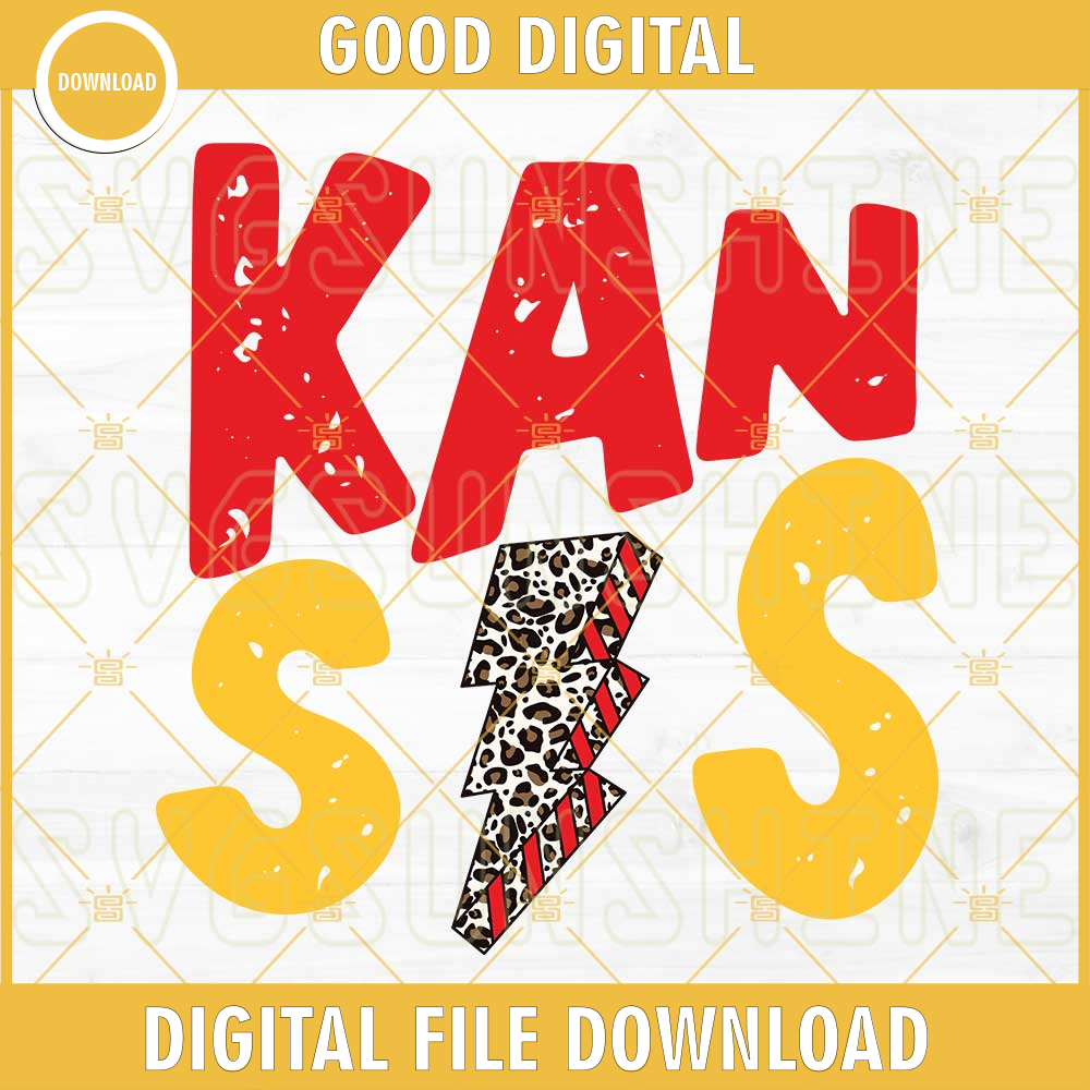 Kansas City SVG, Kansas Leopard Lightning Bolt SVG PNG DXF EPS Digital Download.jpg