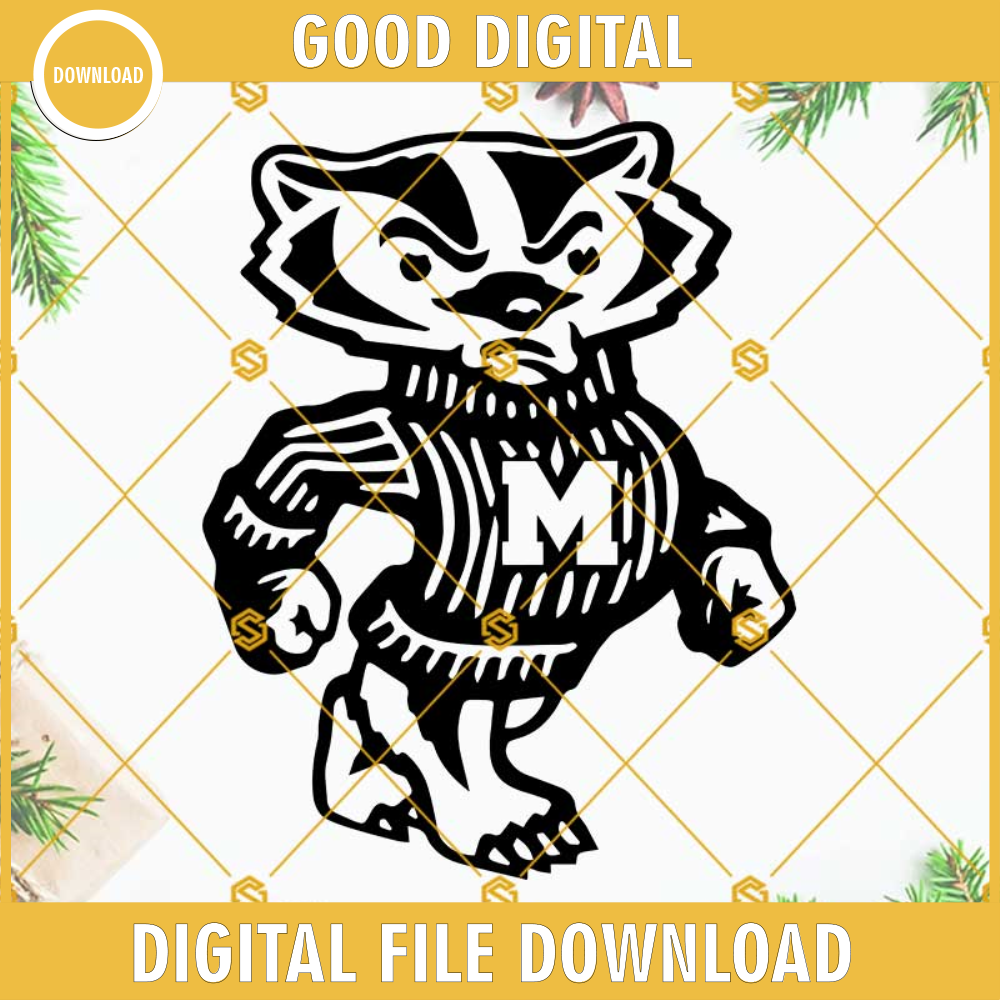 M Badger SVG, Wisconsin Badger SVG PNG DXF EPS Cricut.jpg