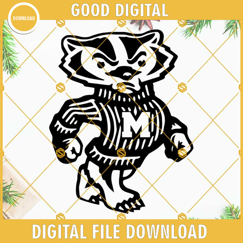 M Badger SVG, Wisconsin Badger SVG PNG DXF EPS Cricut.jpg