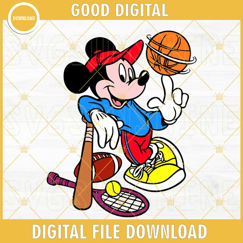 Mickey Mouse Sports SVG, Football Baseball Basketball Tennis SVG, Disney Sports SVG PNG DXF EPS.jpg