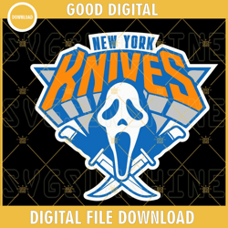 new york knives ghostface svg, new york knicks logo scream svg, horror movie basketball