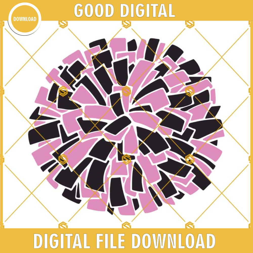 Pink And Black Pom Pom SVG, Cheer SVG, Cheerleader Cheer Pom Pom SVG.jpg