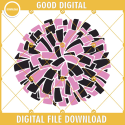 pink and black pom pom svg, cheer svg, cheerleader cheer pom pom svg