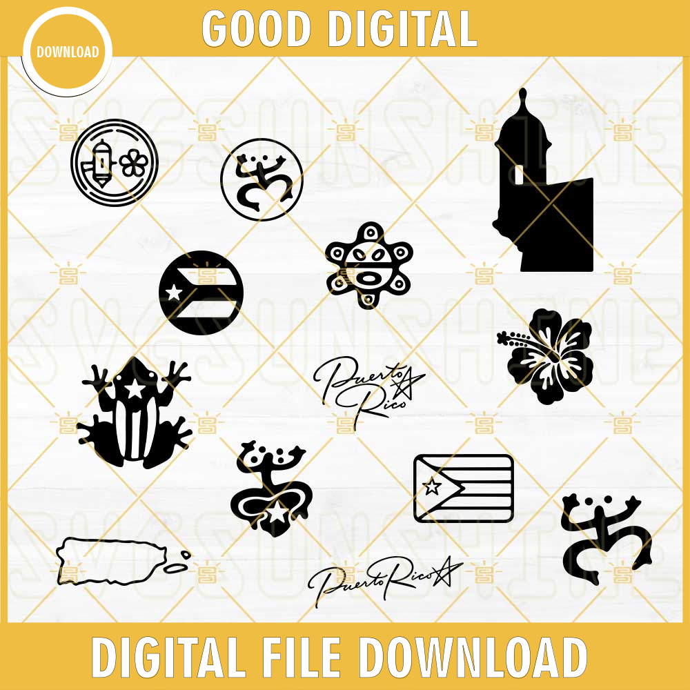 Puerto Rico SVG Bundle, Puerto Rico Baseball SVG, Taino SVG, Garita SVG, Coqui SVG PNG DXF EPS.jpg