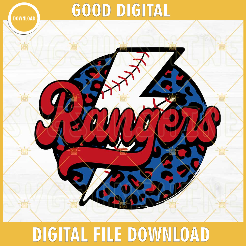 Rangers Baseball Leopard Lightning Bolt SVG, Texas Rangers SVG PNG DXF EPS Instant Download.jpg