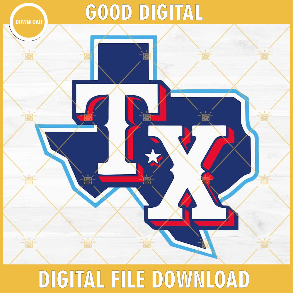 Rangers Baseball Texas Map SVG, Texas Rangers SVG PNG DXF EPS.jpg