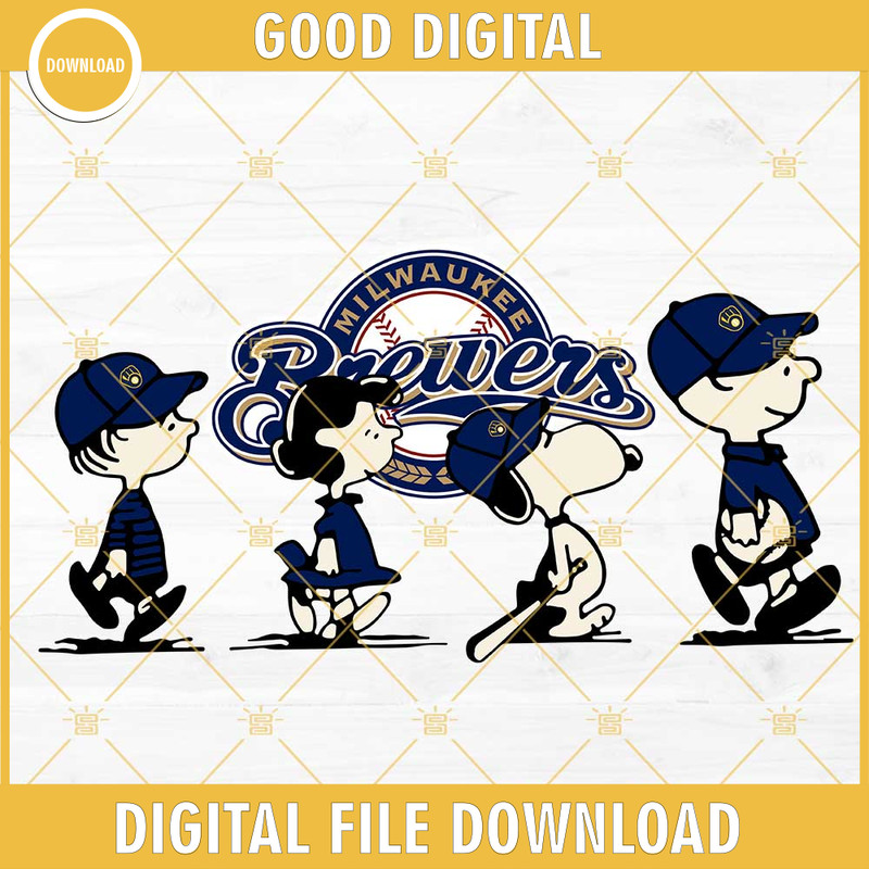 Snoopy Charlie Brown Milwaukee Brewers SVG PNG DXF EPS Cricut Files.jpg
