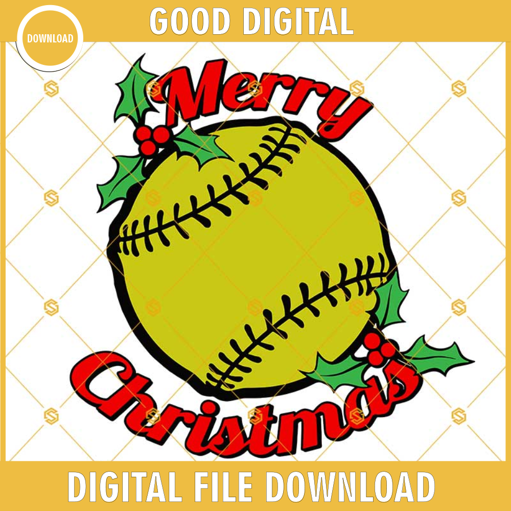 Softball Merry Christmas SVG PNG DXF EPS Cut Files Clipart Cricut.jpg