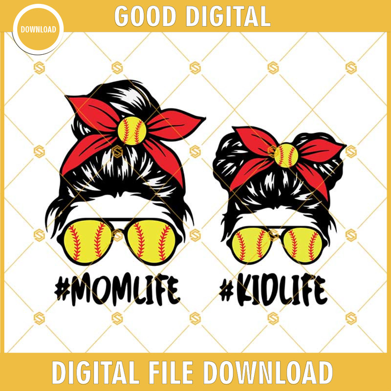 Softball Mom Svg, Momlife Softball Svg Mom Life Kid Life Svg, Momlife Svg, Kidlife Svg, Mom And Daughter Svg, Messy Bun Skull Svg.jpg
