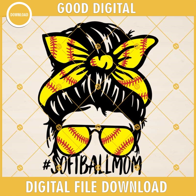 Softball Mom SVG, Softball SVG Clipart, Messy Bun Softball SVG, Softball Mom Life SVG.jpg