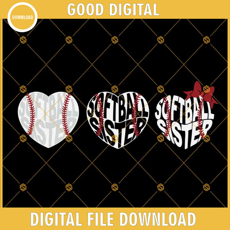 Softball Sister Heart Svg Bundle, Softball Sister Svg Dxf Eps Png Cut Files Clipart Cricut Silhouette.jpg