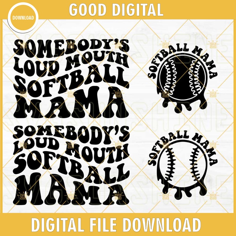 Somebodys Loud Mouth Softball Mama Wavy SVG Bundle, Retro Softball Mom SVG, Trendy SVG, Funny Mothers Day SVG PNG DXF EPS For Shirt.jpg