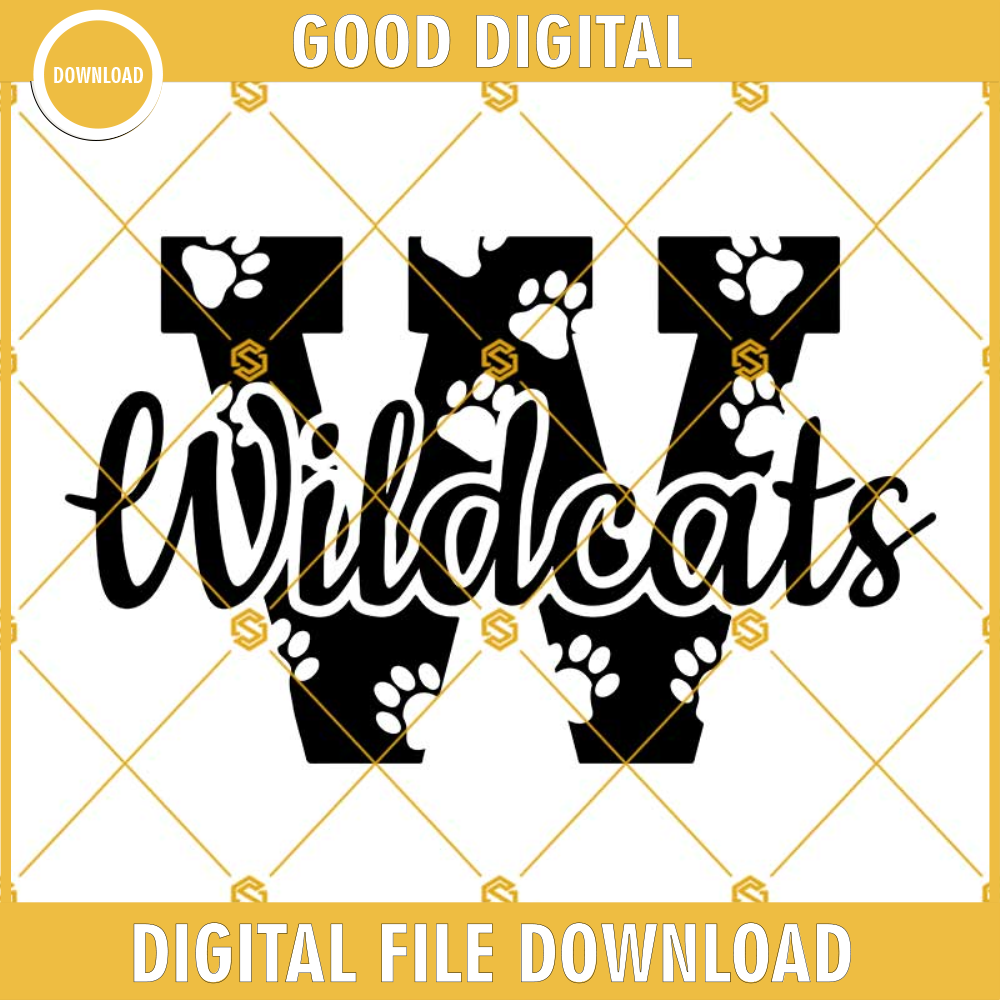 Wildcats football SVG, Paw print SVG, Cheerleader SVG, Cheer mom SVG Letter monogram SVG.jpg