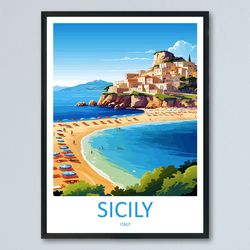 sicily travel print wall art sicily italy wall hanging home decoration sicily gift art lovers wall art print sicily ital