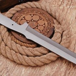 custom handmade d2 tool steel hunting blank blade tanto knife camping knife with cow leather sheath