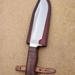 custom handmade d2 toolsteel hunting bowie knife camping knife with leather sheath