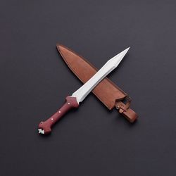custom handmade d2 tool steel roman gladius hunting sword dagger sword with leather sheath